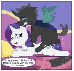 animal_genitalia animal_penis arthropod balls bodily_fluids cervix changeling dialogue doggy_style drooling drooling_on_partner duo equid equine equine_genitalia equine_penis excessive_saliva fangs female female_on_bottom feral flowerbud friendship_is_magic from_behind_position genital_fluids genitals hasbro hi_res horse imminent_cumshot imminent_orgasm internal internal_vaginal looking_pleasured lost_in_pleasure male male/female male_on_top mammal my_little_pony on_bottom on_top one_eye_closed penis pillow pony precum precum_pool rarity_(mlp) saliva saliva_string sex teeth thrusting uterus vaginal_fluid_string vaginal_fluids wings