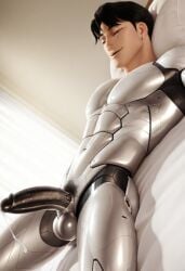 asian_male cum cum_on_penis cute_male freaky futuristic jinu_(kpop_demon_hunters) korean_male kpop_demon_hunters mecha metal_penis netflix robot robot_boy robot_penis robotic robotization smile smiling_at_viewer smirk smirking smirking_at_viewer
