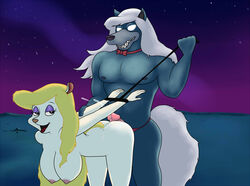 2015 animaniacs anthro ass bent_over blonde_hair bow_tie breasts buttjob canine cum cum_on_ass cumshot duo ejaculation erect_nipples erection female furry glowing glowing_eyes hands_behind_back hanging_breasts large_breasts looking_at_viewer male mammal minerva_mink mink mustelid navel night nipples nude orgasm outercourse penis raised_tail redbenjamin straight thong tongue tongue_out toothy_grin warner_brothers wilford_wolf wolf