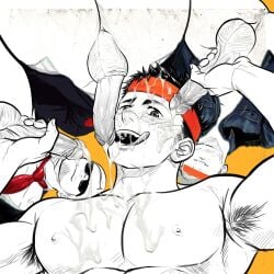 1:1 4boys after_orgasm armpits arms_up artisticjinsky balls bara beefy bending_over big_areola big_balls big_breasts big_penis blowjob blush bottom_view bottomless breasts bukkake cum cum_covered cum_drip cum_on_body cum_on_breasts cum_on_clothes cum_on_ear cum_on_eyebrow cum_on_face cum_on_hair cum_on_mouth cum_on_nose cum_on_penis cum_on_teeth cum_on_upper_body cum_splatter cum_string curved_penis dark_hair denim erect_nipples erection excessive_cum fellatio foreskin foreskin_folds foursome freckles freckles_on_face frenulum gay group group_sex handjob headband hi_res holding_penis huge_cock hungry_mouth intense_orgasm kneeling_oral_position long_penis looking_at_viewer male male/male male_breasts male_only mature_male muscles muscular muscular_male necktie oppai oral oral_sex original original_character pecs penis retracted_foreskin semen short_hair simple_coloring standing sunglasses surrounded_by_penises thick_cum thick_penis tongue_out topless uncensored veiny_penis wristband yaoi yellow_background yummy