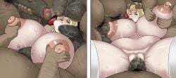 alternate_ass_size alternate_body_type alternate_breast_size balls_bigger_than_head breasts_bigger_than_head breasts_bigger_than_torso erina_pendleton fat fat_bastard fat_male gangbang huge_balls huge_breasts huge_cock hung jojo's_bizarre_adventure obese obese_male overweight overweight_male phantom_blood pulpawoelbo surrounded surrounded_by_men two_panel_image