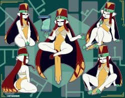 2025 absurd_res anthro ass black_nose blep bulge closed_eyes clothed clothing felid feline femboy fur hat headgear headwear hi_res ji_(nine_sols) looking_at_viewer male mammal multiple_poses nine_sols one_eye_closed pose red_candle_games smile solarian solo the_man tongue tongue_out white_body