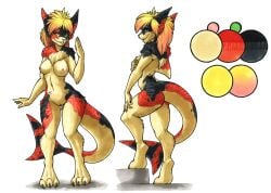 2020 3_toes 5_fingers absurd_res anthro ass breasts chest_tuft dorsal_fin ewgengster feet female fin fingers fish fur furred_shark genitals gradient_hair green_eyes hair hi_res iris_(zepompom) marine model_sheet multicolored_body multicolored_fur nipples shark solo tail tail_fin toes tuft vulva