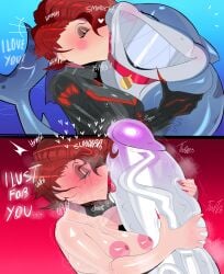 1girls animal_genitalia anthro big_penis black_widow_(marvel) black_widow_(marvel_rivals) blush breasts clothed clothed_female clothed_female_nude_male clothing completely_nude completely_nude_female dialogue english_text female huge_breasts huge_cock huge_penis jeff_the_land_shark kissing licking licking_penis male marvel marvel_rivals medium_breasts nipples nude nude_female red_hair shark shark_tail short_hair size_difference tail tayuri text tongue tongue_out vein veins veiny veiny_penis