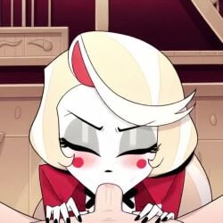 ai_generated blowjob charlie_morningstar charlie_morningstar_(hazbin_hotel) deepthroat eye_contact fellatio female huge_cock male male/female oral oral_sex penis pov pov_male sucking sucking_penis tagme video