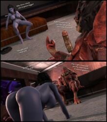 ass ass_focus comic foab30 huge_breasts huge_cock imminent_oral imminent_sex krogan male/female mass_effect on_floor quarian tali'zorah_nar_rayya urdnot_wrex