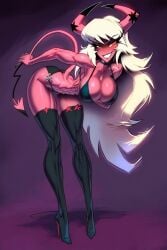 1girls abs ai_generated bare_arms bare_legs bare_shoulders bare_thighs big_breasts bikini bikini_bottom bikini_top color demon female female_focus female_only fit_female gigiti helluva_boss hi_res large_breasts long_hair looking_at_viewer muscles muscular muscular_female pink_body pink_skin solo solo_female succubus succubus_horns succubus_tail thick_thighs verosika_mayday_(helluva_boss)