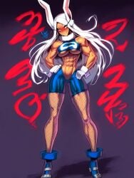 1girls abs ai_generated bare_arms bare_legs bare_shoulders bare_thighs big_breasts blush bunny_ears bunny_girl clothed clothing color dark_skin dark_skinned_female female female_focus female_only fit_female gigiti hi_res large_breasts long_hair looking_at_viewer miruko muscles muscular muscular_arms muscular_female muscular_legs muscular_thighs my_hero_academia red_eyes rumi_usagiyama solo solo_female thick_thighs white_hair wrestler