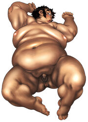 1boy fat fat_man glasses male male_only morbidly_obese morbidly_obese_male nipples nude obese obese_male penis sleeping small_penis solo tanuma_yuuichirou