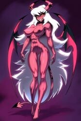1girls abs ai_generated bare_arms bare_legs bare_shoulders bare_thighs big_breasts color demon female female_focus female_only fit_female gigiti helluva_boss hi_res large_breasts long_hair looking_at_viewer muscles muscular muscular_female nipples nude pink_body pink_skin pussy solo solo_female succubus succubus_horns succubus_tail thick_thighs verosika_mayday_(helluva_boss)