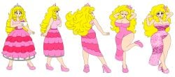 bimbo bimbofication breast_expansion breasts caelia female hair_color_change high_heels huge_ass huge_breasts lingerie princess scarlet-nekomata thick_thighs thigh_expansion transformation transformation_sequence wide_hips