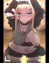 arknights blood blood_on_face bound breasts bruised camera_view female horn_(arknights) no_sound reber ryona tagme tail tears video