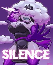 1girls alternative_version_available attacking_viewer cloud cloud_creature cloud_humanoid female lightning lightning_bolt looking_at_viewer mevia_(sketchfins) open_mouth original original_character pointy_teeth sharp_teeth solo text
