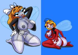 2020s 2025 2girls 4_arms antennae_(anatomy) big_ass big_breasts blue_background breast_size_difference breasts camilla_zesty dark-skinned_female detailed disney disney_channel female female_focus female_only hand_behind_head hand_on_own_hip hands_on_own_breasts hands_on_own_hips height_difference huge_breasts identical_twins insect_girl insect_wings light-skinned_female light_blue_eyeshadow lingerie looking_at_viewer mature_female medium_breasts multi_arm multi_limb non-mammal_breasts older_female older_sister_and_younger_sister on_knees orange_hair perky_breasts presenting_breasts presenting_hindquarters red_armwear red_eye red_heels red_lingerie red_lipstick render seductive seductive_eyes seductive_look seductive_pose sexy_body sexy_pose siblings sideboob sisters size_difference tammy_(the_buzz_on_maggie) tammy_zesty teasing the_buzz_on_maggie thick_thighs two_tone_background white_bow white_lingerie wide_hips wing_size_difference younger_female zombiez