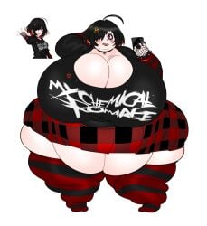 1girls bbw female goth huge_breasts idolmaster massive_breasts mintrimo my_chemical_romance_(merch) obese obese_female overweight overweight_female yumemi_riamu