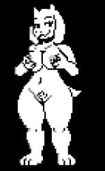 1girls anthro anthro_only artist_request female female_only front_view full_body furry furry_only no_humans pixel_art smug solo solo_female source_request toriel undertale white_fur