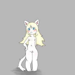 anthro blonde_hair blue_eyes cub female furry solo tabbyscars tammy_(tabbyscars) white_fur young young_anthro young_female
