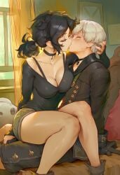 -_-abc 1boy 1girls ai_generated ashley_graves bed bedroom clothed cute kissing nier:_automata the_coffin_of_andy_and_leyley wholesome yorha_9s