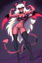 1girls abs ai_generated bare_arms bare_legs bare_shoulders bare_thighs big_breasts bikini bikini_bottom bikini_top color demon female female_focus female_only fit_female gigiti helluva_boss hi_res large_breasts long_hair looking_at_viewer muscles muscular muscular_female pink_body pink_skin solo solo_female succubus succubus_horns succubus_tail thick_thighs verosika_mayday_(helluva_boss)