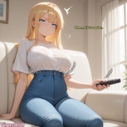 :i :t ^^^ ai_generated angry areola areola_slip arm_support arrow_(symbol) artist_name bimbofication blonde_hair blue_eyes blue_pants blurry blush body_control boob_window bra bra_visible_through_clothes bralines breast_expansion breasts breasts_bigger_than_head bursting_breasts busty busty_female cleavage closed_mouth collarbone comic controller couch covered_nipples curtains day denim drawing_(object) english_text expansion feet_out_of_frame female game_controller gigantic_breasts hair_between_eyes high-waist_pants holding holding_remote_control huge_areolae huge_breasts hyper hyper_breasts indoors jeans large_breasts long_hair looking_at_viewer massive_breasts nail_polish nipples oc on_couch open_mouth original original_character pants patreon_logo patreon_username picture_frame plant pout puff_of_air remote remote_control see-through see-through_shirt shirt shirt_tucked_in shocked short_sleeves sidelocks sitting solo straight_hair surprised surprised_expression t-shirt tagme taut_clothes taut_shirt television tented_shirt thighs tight_clothes tight_clothing torn_clothing transformation twitter_username underwear v-shaped_eyebrows very_long_hair virusb90 voluptous voluptous_female watermark web_address white_shirt window wobbling_breasts