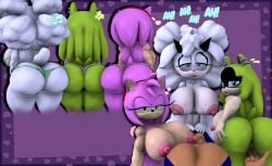 3d 3d_(artwork) amy_rose anthro anus areola erect_nipples female fingering group hedgehog huge_ass huge_breasts huge_butt lanolin_the_sheep male nipples nude pussy sex sheep sonic_(series) sonic_the_hedgehog surge_the_tenrec tenrec theashsfm