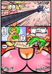 3_toes abs activision ami_bandicoot anthro ass bandicoot big_breasts blonde_hair blush blush_lines bra breasts clothed clothed_anthro clothed_female clothing coco_bandicoot comic crash_(series) dialogue english_text extended_arm extended_hand eyelashes eyewear feet female fur goggles green_hair group hair hi_res kaokaoarts mammal marsupial mechanical_arm mechanical_hand muscular muscular_anthro muscular_arms muscular_female nina_cortex oddkao offscreen_character offscreen_female orange_body orange_fur partially_clothed partially_clothed_anthro partially_clothed_female shirt speech_bubble text toes topwear torn_clothing torn_shirt torn_topwear trio underwear undressed undressing undressing_another white_clothing white_shirt white_topwear