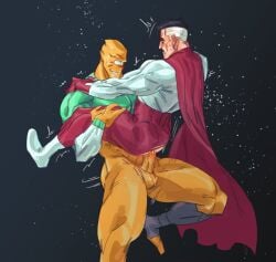 allen_the_alien bottomless cape clothed clothed_sex daddy daddy_penetrated daekiyu dilf floating floating_in_space flying flying_sex gay half-dressed interspecies invincible invincible_(tv_series) male male/male male_penetrated male_penetrating male_penetrating_male moustache muscular muscular_male nolan_grayson omni-man one_eye orange_body orange_skin penetration penis penis_in_ass riding riding_penis ripped_clothing standing_sex thrusting_into_ass viltrumite
