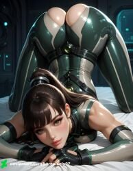 1girls ai_generated arched_back ass bangs barepixels07 bed black_hair blush bodysuit breasts brown_eyes cameltoe curvy eve_(stellar_blade) face_down_ass_up female female_only hair_ornament head_down_ass_up laying long_hair looking_at_viewer looking_back navel perfect_body ponytail pussy seductive seductive_look sexy sitting skin_tight skindentation slim_waist smile solo solo_female spread_legs stellar_blade thighs uncensored watermark wide_hips
