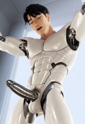 asian_male cute_male futuristic jinu_(kpop_demon_hunters) korean_male kpop_demon_hunters mecha metal_penis netflix robot robot_boy robot_penis robotic robotization