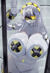 1girls against_glass against_surface areola ass ass bathroom big_areola big_ass big_breasts big_nipples breasts epokguyz female female_focus female_only gigantic_ass gigantic_breasts gigantic_thighs glitch_productions huge_areola huge_ass huge_nipples j_(murder_drones) looking_at_viewer murder_drones naked naked_female nipples no_panties pussy shower showering sliver_hair solo tagme thick_thighs thighs water wet wet_body white_body yellow_eyes