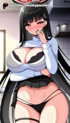 1girls 2025 ai_assisted ai_generated anime artist_name bangs belly big_breasts big_breasts big_breasts big_chest black_bra black_hair black_panties blue_archive blunt_bangs blush bra breast breasts breasts breasts bust busty chest cleavage completely_naked_female curvy female_focus female_only hair_ornament hairclip hi_res high_quality high_resolution highres lace lace-trimmed_bra lace_trim large_breasts long_hair navel panties patreon patreon_username plump rio_(blue_archive) skindentation skirt skypassion solo stable_diffusion string_panties thick_thighs thighhighs thighs underwear very_long_hair watermark