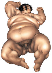 1boy fat fat_man glasses male male_only morbidly_obese morbidly_obese_male nude obese obese_male penis sleeping small_penis solo tanuma_yuuichirou