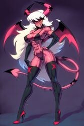 1girls abs ai_generated bare_arms bare_legs bare_shoulders bare_thighs big_breasts bikini bikini_bottom bikini_top color demon female female_focus female_only fit_female gigiti helluva_boss hi_res large_breasts long_hair looking_at_viewer muscles muscular muscular_female pink_body pink_skin solo solo_female succubus succubus_horns succubus_tail thick_thighs verosika_mayday_(helluva_boss)