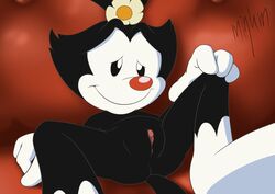 animaniacs anthro clitoris dot_warner female flat_chested flower half-closed_eyes hi_res inkblot minum nude plant presenting presenting_pussy pussy red_nose solo spreading warner_brothers young