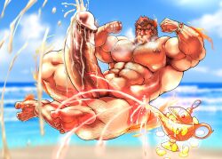 balls bara boner cum erection excessive_cum gay hairy hitenmaru housamo hyper_penis jinn_(tokyo_afterschool_summoners) male male_only muscles muscular musk nude orgasm penis solo solo_male sweat sweating sweaty tokyo_afterschool_summoners