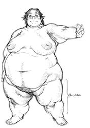 1boy belly big_belly fat fat_man glasses male male_only moobs morbidly_obese morbidly_obese_male nude obese obese_male penis pubic_hair solo tanuma_yuuichirou