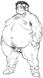 1boy belly big_belly fat fat_man flaccid line_art male male_only moobs morbidly_obese morbidly_obese_male nipples nude obese obese_male penis pubic_hair solo tanuma_yuuichirou