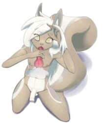 2016 animal_genitalia animal_penis anthro balls canine duo erection femboy first_person_view fur futaku girly hair hi_res high-angle_view knot looking_at_viewer looking_up male mammal nipples nude penis rodent simple_background squirrel white_background yaoi