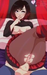 1girls anal anal_sex anus areolae balls black_hair breasts cheerleader cute emo erection female finger_to_mouth law-zilla legs_crossed legs_together legs_up looking_at_viewer male naughty_face nipples pale_skin penetration penis petite pussy red_hair reverse_cowgirl_position ruby_rose rwby seductive_eyes seductive_look seductive_smile sex short_hair silver_eyes siren_position skinny skirt smile straight teenager testicles torn_clothes two_tone_hair
