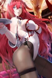 1girls alexiel big_breasts blue_eyes breasts bunny_ears bunny_girl bunnysuit cleavage female granblue_fantasy hews_hack highleg large_breasts long_hair looking_at_viewer pantyhose red_hair solo very_long_hair