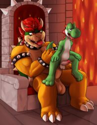 anal anal_sex balls bowser claws collar erection gay horn humanoid_penis male mario_(series) nintendo nude penetration penis protagonistsub_antagonistdom scalie super_mario_bros. tala128 tongue video_games yaoi yoshi