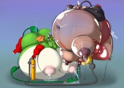 air_inflation animate_inanimate anthro areola ass bandai_namco belly belly_expansion belly_inflation big_belly big_breasts blush bodily_fluids breast_expansion breasts crocodile crocodilian dig_dug digital_media_(artwork) dragon dragonfron duo expansion female female/female floating fygar genitals helium_inflation helium_tank hi_res hose hose_in_butt hose_in_pussy hose_inflation huge_belly huge_breasts hyper hyper_belly hyper_inflation immobile inflatable inflation inflation_fetish leaking leaking_air liquid_inflation living_inflatable mythological_creature mythological_scalie mythology navel nipples nude penetration plump_labia puffy_areola puffy_nipples pussy reptile scalie simple_background tail thick_thighs vaginal_penetration water_inflation water_leak wings
