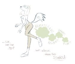 an1mal1nstinct anthro breasts canid canine canis clothed clothed_anthro clothed_female clothing dialogue digital_media_(artwork) domestic_dog ears_as_hair embarrassed english_text eyewear fart fart_cloud female footwear glasses hi_res hunting_dog illumination_entertainment leggings legwear mammal onomatopoeia raised_leg saluki shirt shoes sighthound sing_(movie) smelly sniffing solo sound_effects standing suki_lane t-shirt text topwear whisker_spots