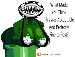 breasts female green_body mario_(series) massive_breasts meme_reference piranha_plant seru.jpg sharp_teeth super_mario_bros.