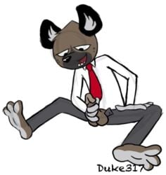 1boy aggressive_retsuko aggretsuko anthro balls duke317 haida haida_(aggretsuko) hyena male male_only mammal masturbation penile_masturbation penis sanrio smooth_fur solo solo_male