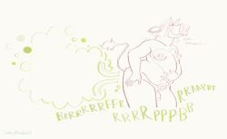 an1mal1nstinct anthro belly bovid bovine breasts cattle closed_eyes dialogue digital_drawing_(artwork) digital_media_(artwork) english_text fart fart_bubbles fart_cloud flaccid french_text futanari genitals hair hand_on_belly hand_on_hip hi_res horn intersex mammal nipples nude_anthro nude_futa onomatopoeia penis shaped_pubes slightly_chubby slightly_chubby_anthro slightly_chubby_futa slightly_chubby_intersex small_breasts smile solo sound_effects standing tail text thick_thighs