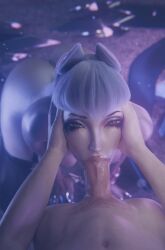 1boy 1girls 3d 3d_animation :>= animated ass ass big_penis blowjob evelynn fellatio female female_focus holding_head k/da_all_out_evelynn league_of_legends light-skinned_female light-skinned_male light_skin male male_pov nsfwmegaera oral oral_penetration oral_sex penis penis_in_mouth pov pov_eye_contact runny_makeup seductive seductive_eyes seductive_look sex straight sucking sucking_penis veiny_penis video_games