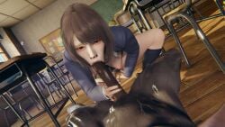 3d 3d_(artwork) bbc black_cock blacked blonde_hair blowjob dark-skinned_male dark_hair fellatio female ginger_hair group_sex interracial male pale-skinned_female