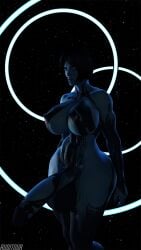 1futa 3d 3d_model auditour black_hair blue_skin brown_hair brunette_futa cortana futa_only futanari halo_(series) solo video_game_character video_game_franchise