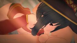 1boy 1girls animated blowjob clothing deepthroat eyes_rolling_back facefuck large_breasts megumin oral oral_penetration oral_sex outdoors outside_sex penis penis_in_mouth saliva saliva_trail spit swallowing swallowing_penis_while_deepthroat tagme thick_thighs thighhighs video whiskerwhimsy